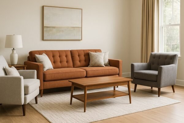 غرفة معيشة بأثاث مستعمل أنيق