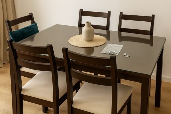 طاولة مع كراسي وملحقات منظمة جاهزة للبيع في الكويت بدون أشخاص