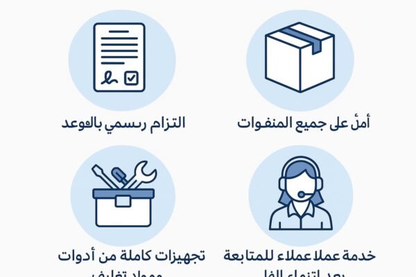 رموز توضيحية لمميزات شركات النقل المعتمدة بالكويت
